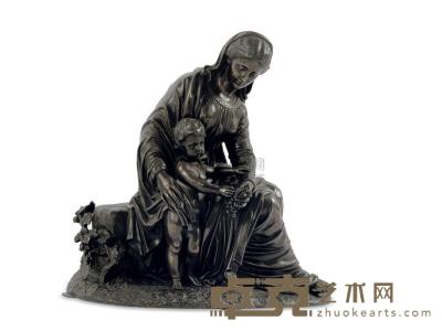 19世纪 铜塑圣母子 32×25×30cm