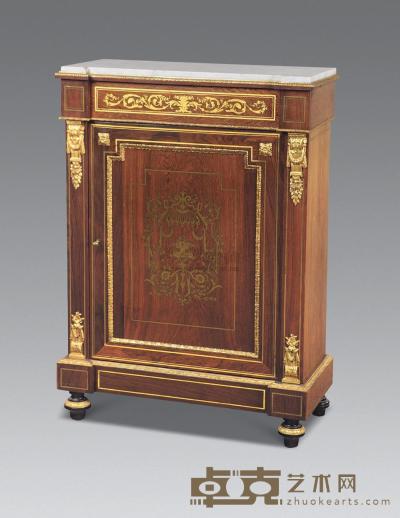 19世纪 法国路易十六风格镶镀金铜片单门柜 78×36×109cm