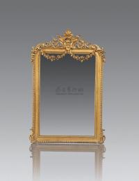 19世纪 法国路易十五/十六过渡期风格金漆壁炉镜