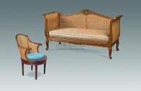 19世纪 法国路易十六风格胡桃实木藤面办公椅