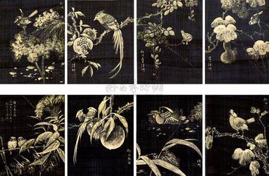 陆抑非 花鸟 四屏