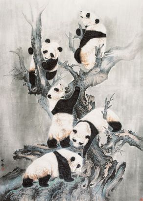 王生勇 熊猫图 立轴