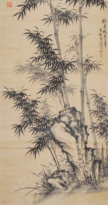 周拔 墨竹 立轴
