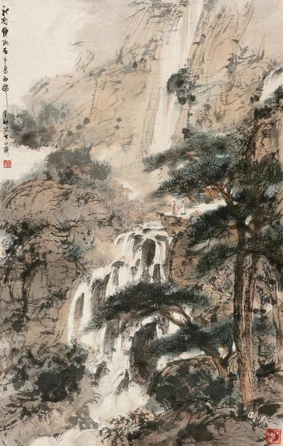 傅抱石 高士观瀑图 镜心