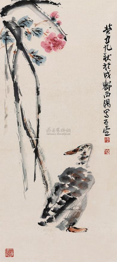 陈子庄 1973年作 芙蓉花 立轴