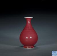 清道光 霁红釉玉壶春瓶