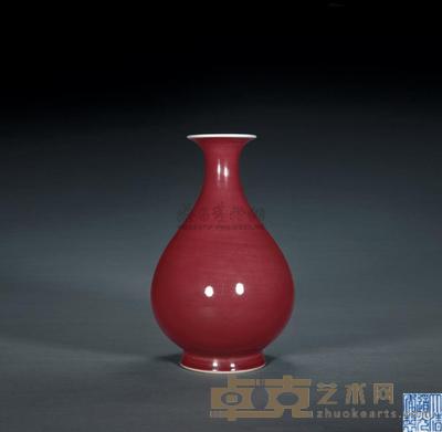 清道光 霁红釉玉壶春瓶 高30cm