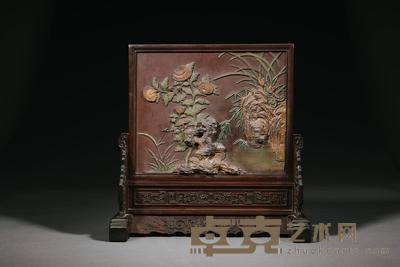 清中期 祁阳石雕兰菊图插屏 长×宽×高37×14.2×36.8cm