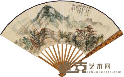 赵云壑 1944年作 幽山闲居 成扇 17.8×49cm