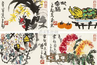 陈大羽 1981年作 杂画集 （十二幅） 镜框 23.2×34.6cm×12