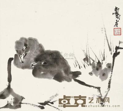潘天寿 双栖 立轴 23.8×26.4cm