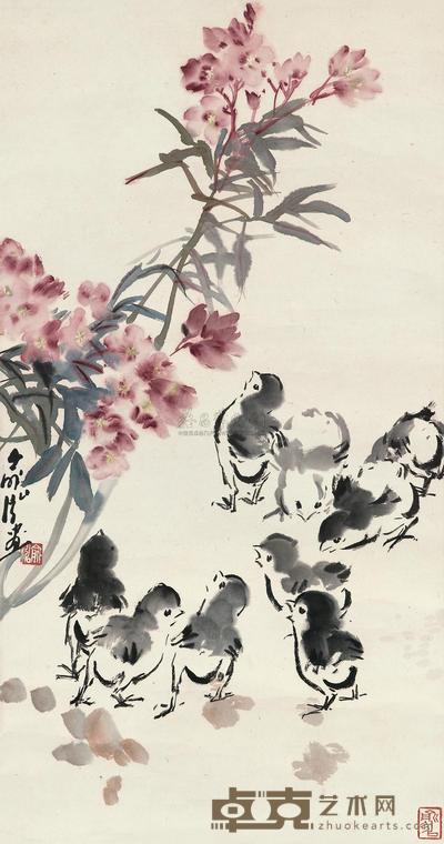 俞泓 花间游戏 立轴 59.2×32cm