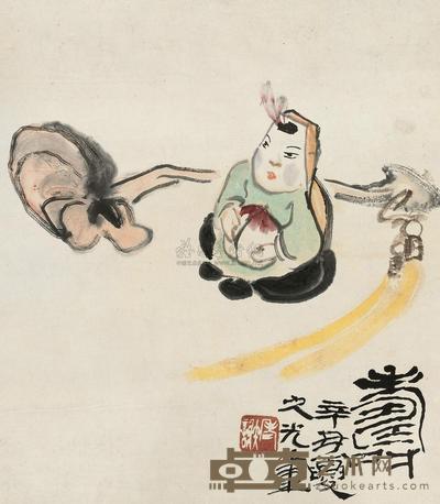 谢之光 1961年作 寿 立轴 38.4×33.2cm