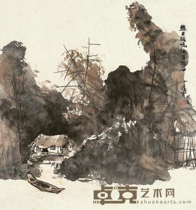 王维宝 1988年作 渔舟唱晚 立轴 40×37.8cm