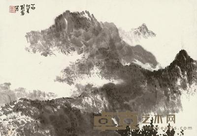刘仑 1987年作 翠岭烟云 立轴 28.2×41.2cm