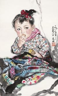 刘文西 1982年作 陕北娃娃 立轴