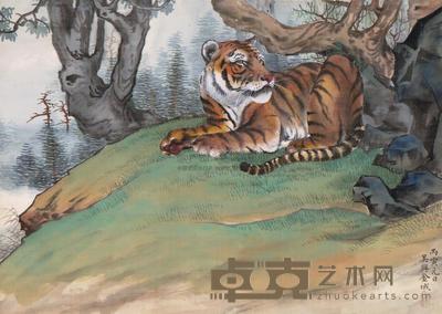 金城 1926年作 卧虎 立轴 38×53cm