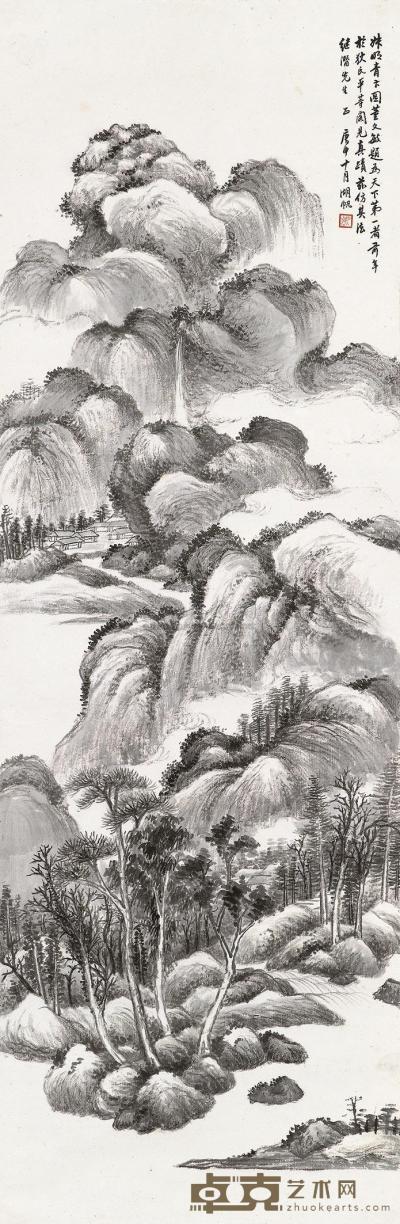 吴湖帆 1920年作 青卞图 立轴 102.2×33.3cm