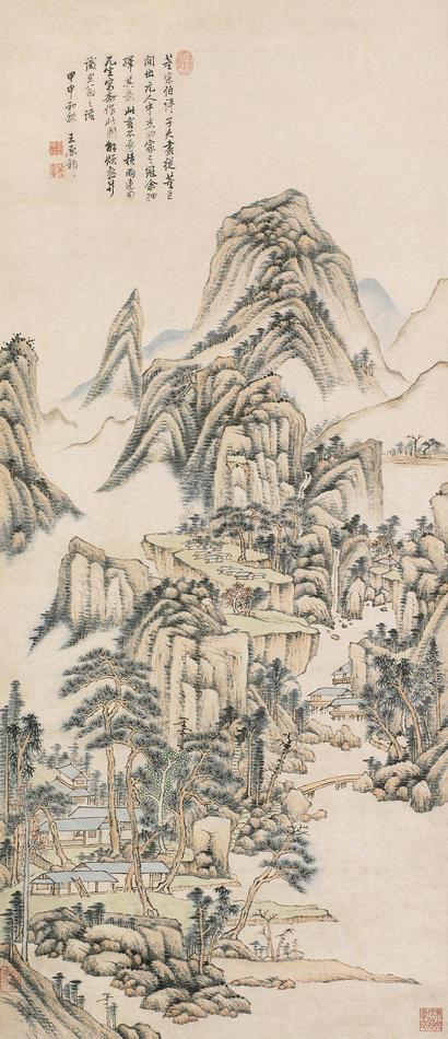 王原祁 青绿山水 立轴