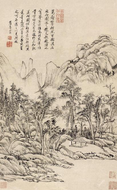 王原祁 1841年 万壑松风 立轴