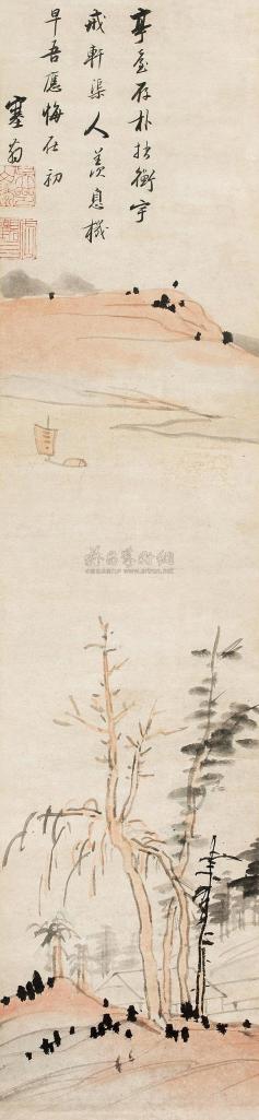 吴山涛 1732年 疏树远帆图 立轴