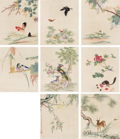 王玉燕 1805年 花鸟册 册页 （八开）