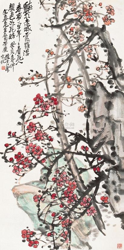 赵云壑 1923年作 红梅 立轴