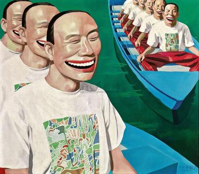岳敏君 1994年作 划船
