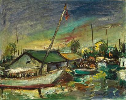 陈荫罴 约1940年代作 船坞风景
