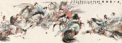 冯远 2010年作 唐人击鞠图 镜心