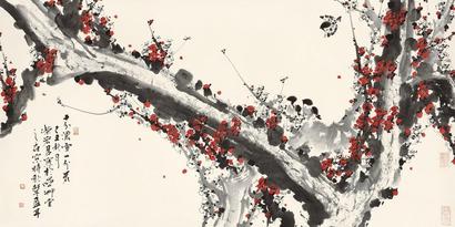 荣宏君 2009年作 十分浓雪一分花 镜心