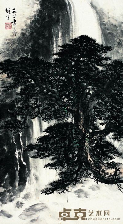 松谷鳴泉圖 103.5×58cm