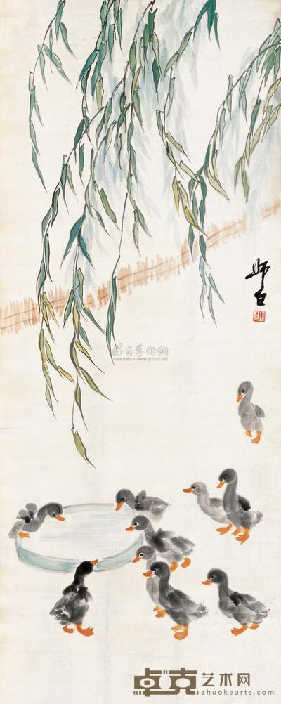 娄师白 群鸭 镜心 137×54.5cm