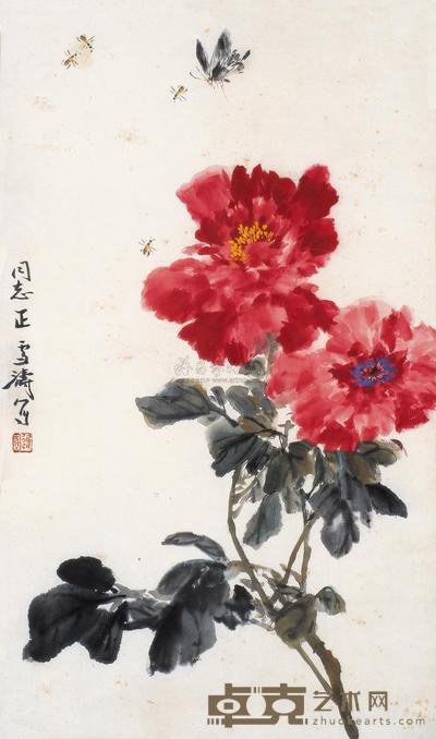 王雪涛 蝶恋花图 镜心 87.5×32.5cm