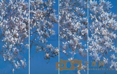 靳之林 2008年作 白玉兰四条屏 136×53cm×4