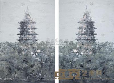 李青 2009年作 互毁而统一的像—雷峰塔 198×132cm×2