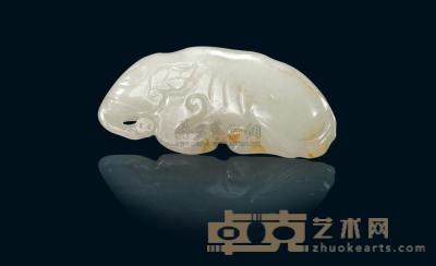 清中期 白玉卧象 长5.8cm