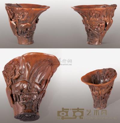 清 17世纪 「滚马图」杯 长14cm×宽10.1cm×高12cm