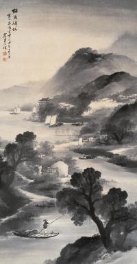 吴石僊 1894年作 烟雨归帆 立轴