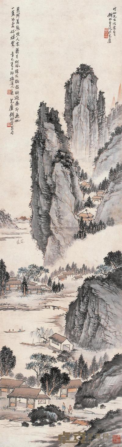 钱松嵒 1941年作 山水 立轴 145×39cm