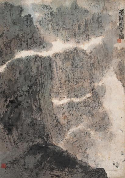 傅抱石 峡江行舟 立轴
