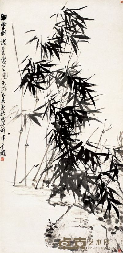 竹石圖 135×66.5cm