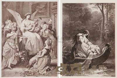 十九世纪铜版画 （二幅） 25×18.5cm；24.5×17.5cm