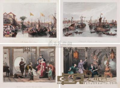 阿罗姆 大清帝国图志彩色图景部分 （共四幅） 12.5×18.5cm