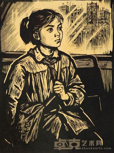 李桦 1957年作 少先队员 54×38cm