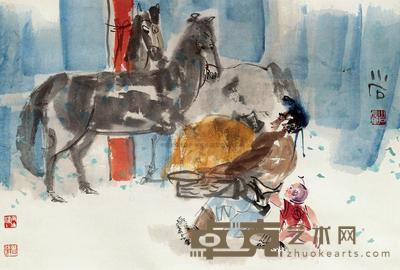 傅小石 人物 立轴 44.5×66cm
