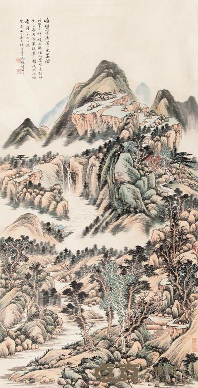 冯超然 1936年作 山水 立轴 151×78cm