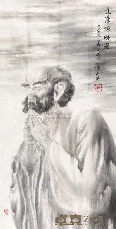 谢天成 1998年作 达摩神悟图 镜心 134×67cm