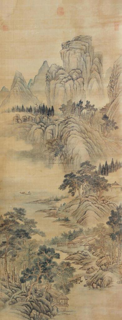 俞榕 松崖问津图 立轴