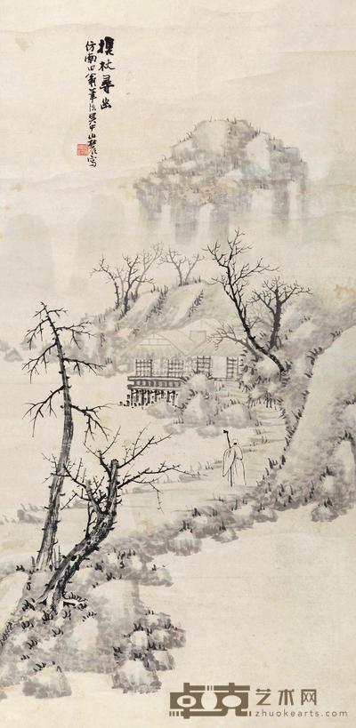 陈治 携杖寻幽 立轴 130×64cm